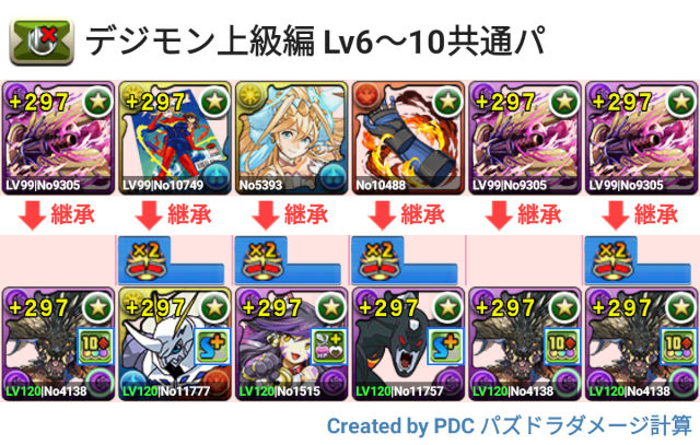 デジモン 上級編Lv6～10共通パ