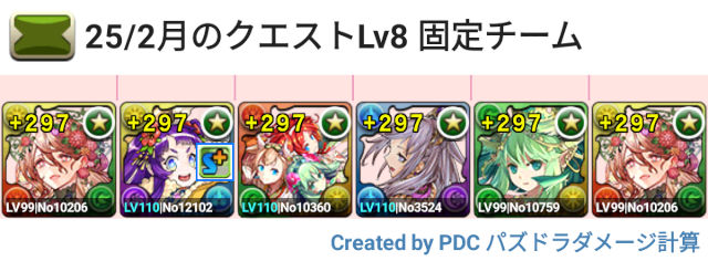 2月クエスト Lv8 固定チーム