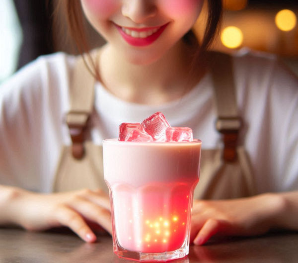 みずのんが作ったフランボワーズミルク　のっちは大感激