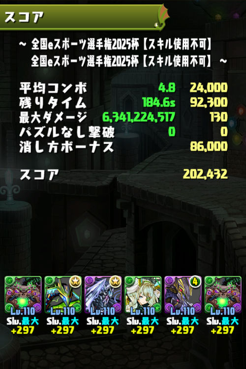 全国eスポーツ選手権2025杯　20万2400点