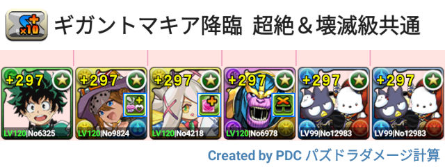 ギガントマキア降臨 ばつ丸＆ポチャッコ周回パ