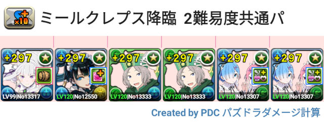 ミールクレプス降臨　レムラム周回パ