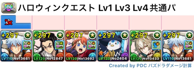 ハロウィンクエスト Lv1～Lv4 スオウ銀時パ
